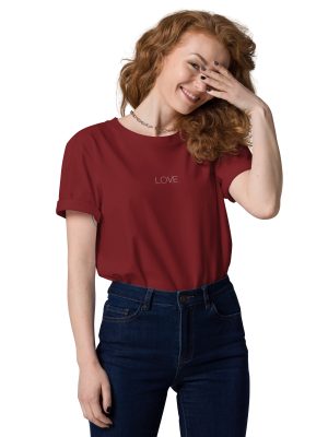 unisex-organic-cotton-t-shirt-burgundy-front-66646d223e1ec
